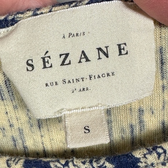 Sezane Clea Shirt Floral Crinkle Size Small French Top Blouse Romantic Lace Trim - Picture 5 of 16